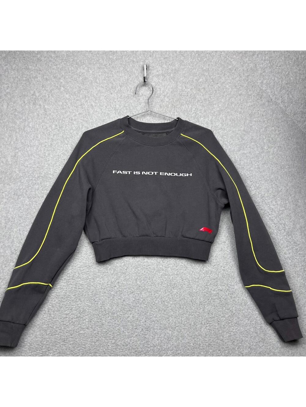 Formula 1 x PacSun F1 Crop Sweatshirt Fast Is Not Enough Charcoal Neon Gray XS